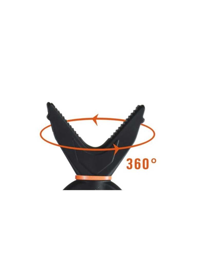 Bipied Scout V62 pivote sur 360° pour tirer sous n'importe quel angle.