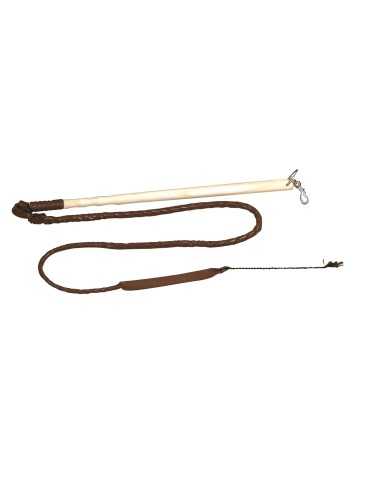 Fouet de chasse vénerie avec manche bois et flotte cuir - Country