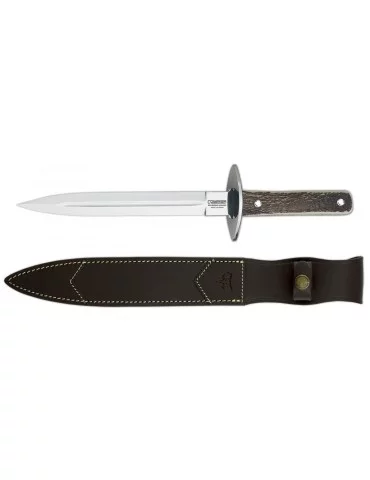 Dague de chasse Cudeman lame 24 cm avec manche en bois de cerf 2