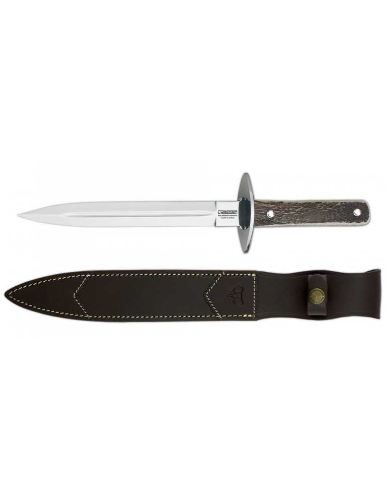 Dague de chasse Cudeman lame 24 cm avec manche en bois de cerf