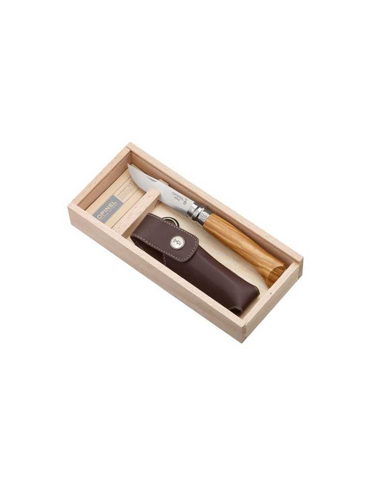 Couteau Opinel N°10 manche en olivier coffret cadeau