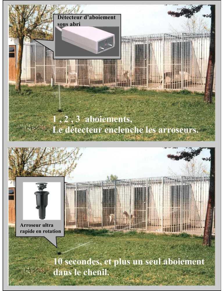 Anti-aboiements collectif pour chenil avec 2 arroseurs