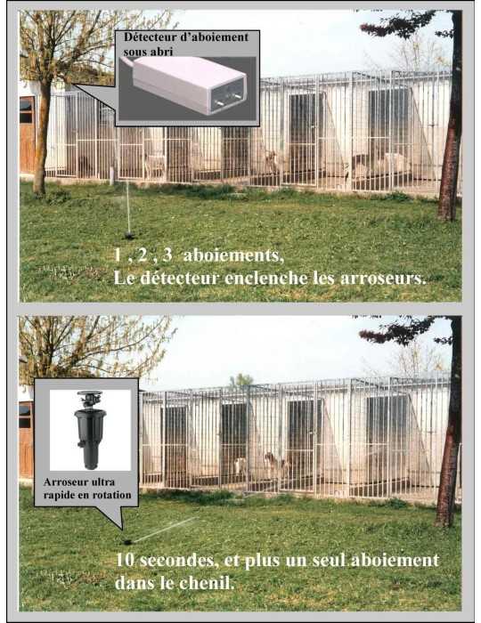 Anti-aboiements collectif pour chenil avec 2 arroseurs