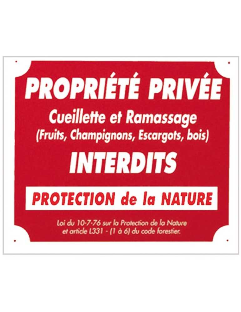 Panneau Propriété privée protection de la nature