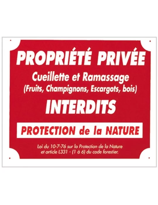 Panneau Propriété privée protection de la nature
