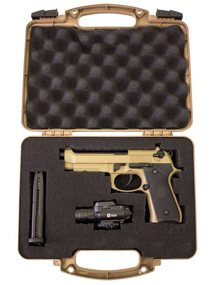 Mallette pour arme de poing avec mousse prédécoupée beige Nuprol