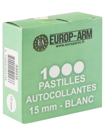 1000 pastilles autocollantes blanches 15 mm