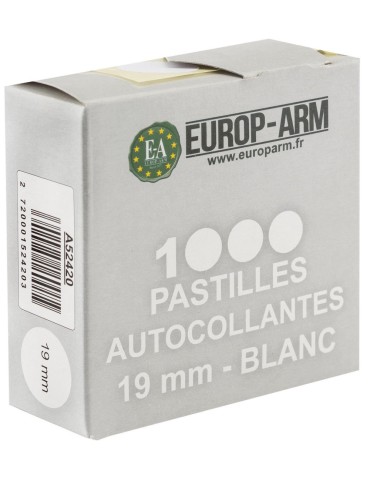 1000 pastilles autocollantes blanches 19 mm