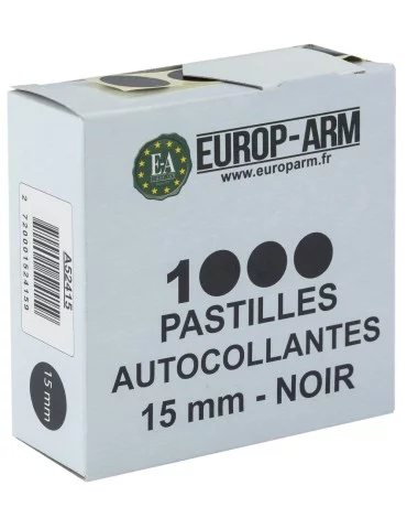 1000 pastilles autocollantes noires 15 mm 2