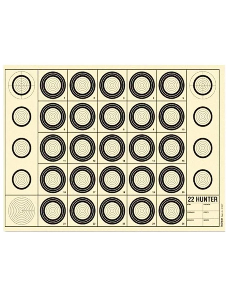 Cible Benchrest 22 Hunter 42 x 29,7 cm