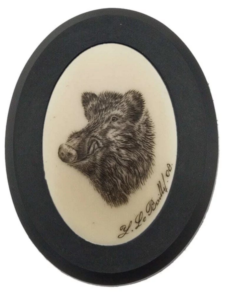 Calotte sanglier aspect ivoire ou argent