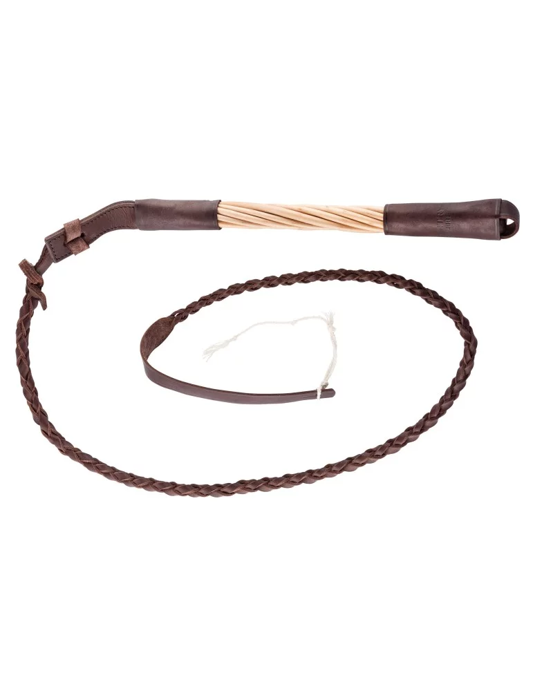 Fouet de chasse luxe vénerie manche torsadé en saule, flotte cuir - Country Sellerie