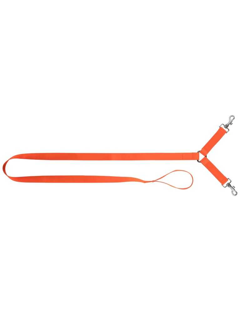 Laisse 1,30 m sangle nylon 2 chiens orange fluo - Country