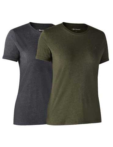 Lot de 2 t-shirts basiques pour femme vert et noir Deerhunter