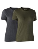 Lot de 2 t-shirts basiques pour femme vert et noir Deerhunter