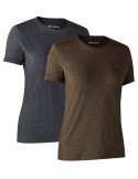 Lot de 2 t-shirts basiques pour femme marron et noir Deerhunter