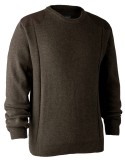 Pull marron foncé en tricot à col rond Sheffield Deerhunter