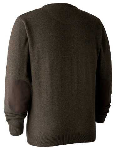 Pull marron foncé en tricot à col rond Sheffield Deerhunter 2