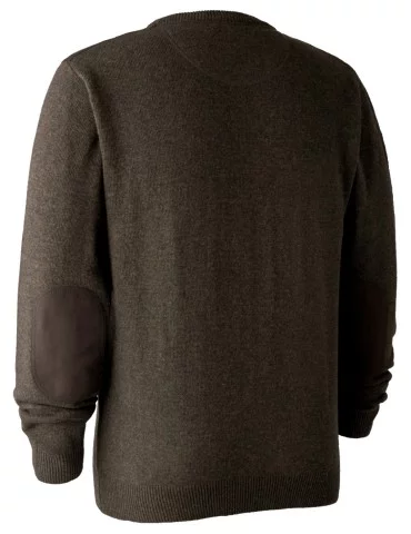 Pull marron foncé en tricot à col rond Sheffield Deerhunter 2