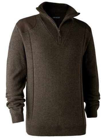 Pull marron foncé à col avec fermeture à glissière Sheffield Deerhunter