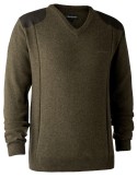 Pull marron en tricot à col V Sheffield Deerhunter