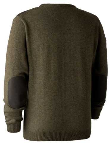 Pull marron en tricot à col V Sheffield Deerhunter 2