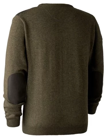 Pull marron en tricot à col V Sheffield Deerhunter 2