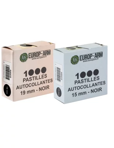 1000 pastilles autocollantes noires 15 mm