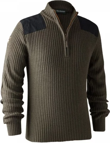 Pull à col zippé Rogaland Deerhunter marron promotion