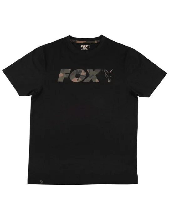 T-shirt noir & camo chest print Fox