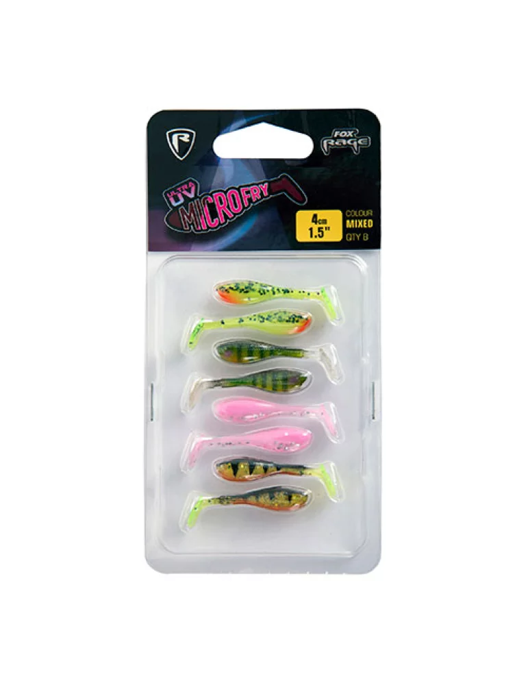 Pack 8 leurres UV Micro fry Fox Rage pêche carnassier - Natusport