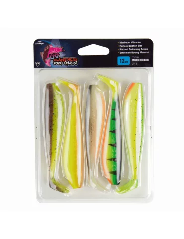 Pack 5 leurres Zander pro shad couleur UV mix Fox Rage pêche Natusport