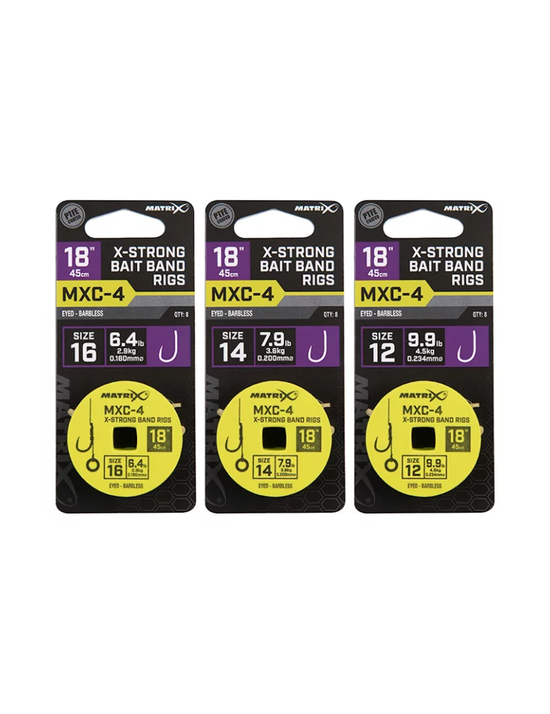 Hameçon monté MXC-4 X-strong bait band rigs Matrix pêche - Natusport