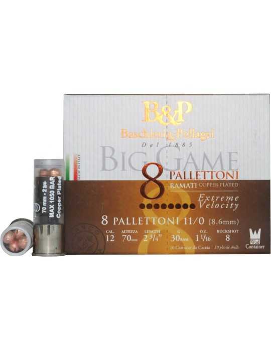 Cartouche B&P Big Game Palletoni 12/70 8 grains - Natusport