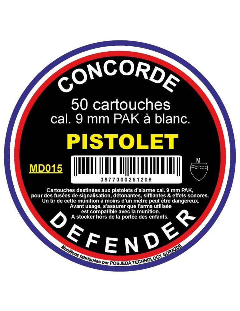 Cartouches à blanc 9&nbsp;mm PAK pour pistolet d'alarme