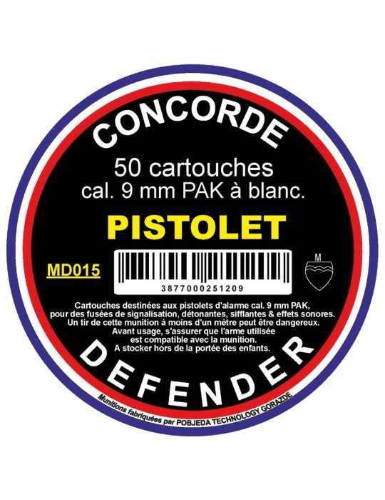 Cartouches à blanc 9&nbsp;mm PAK pour pistolet d'alarme