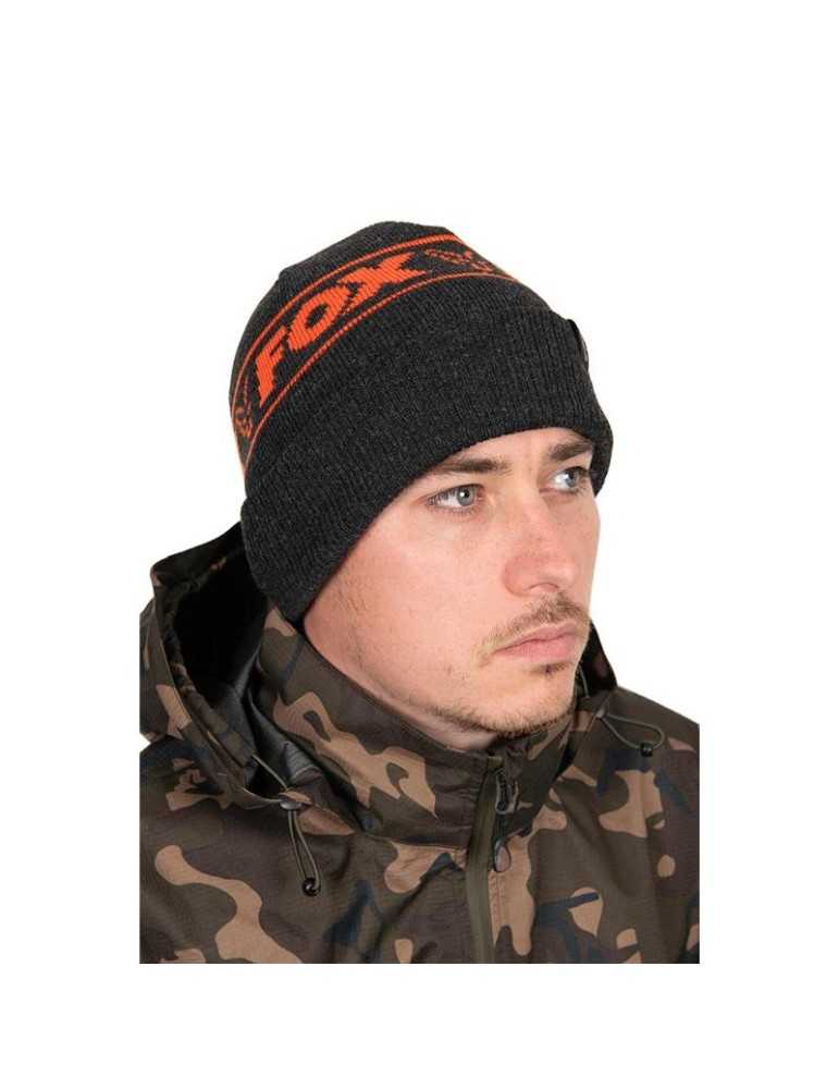 Bonnet Homme Fox Collection Beanie Hat - Noir/Orange - NATUSPORT