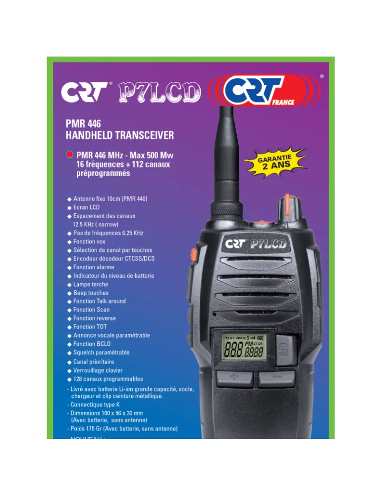 Talkie Walkie CRT modèle P7LCD