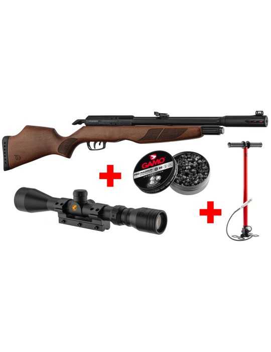 Pack GAMO Riser Punisher 5.5 mm avec lunette 3-9x40 WR+pompe Flex PCP Arrow et boite Plombs - Natusport