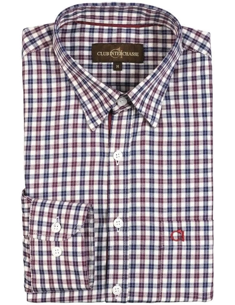 Chemise Ambroise Bordeaux/Bleu Club Interchasse - NATUSPORT