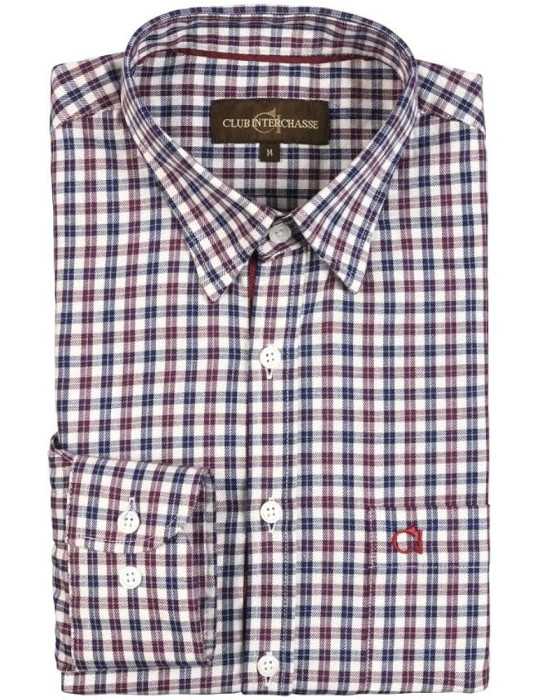 Chemise Ambroise Bordeaux/Bleu Club Interchasse - NATUSPORT