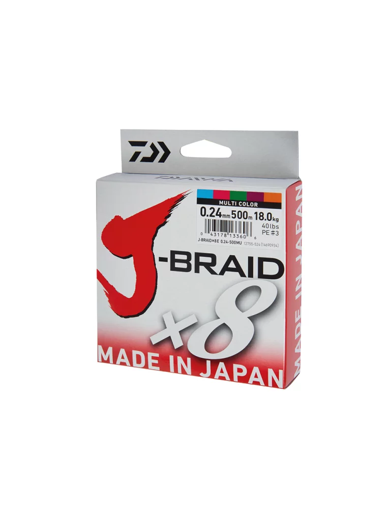 Tresse Daiwa J Braid X8 multicolore - 150m - Natusport