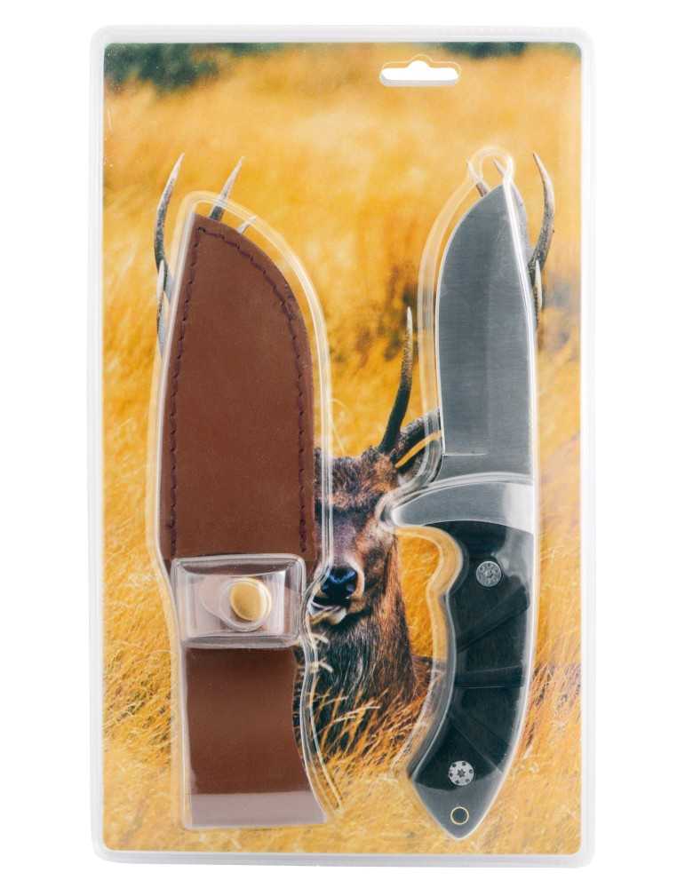 Couteau de chasse manche sculpté sous blister Januel - Natusport