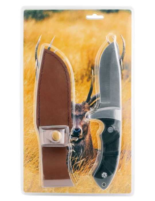 Couteau de chasse manche sculpté sous blister Januel - Natusport