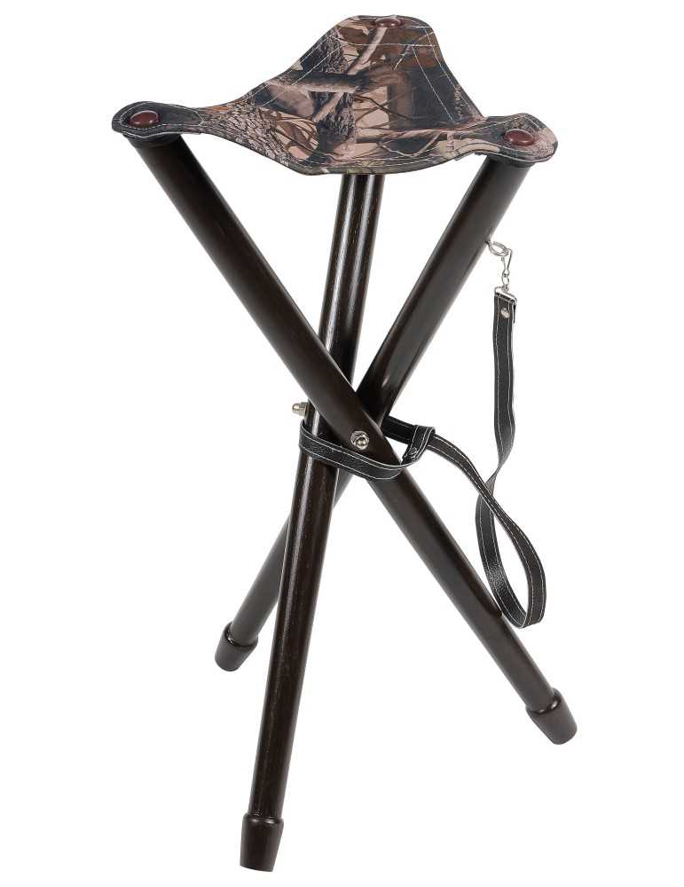 Trépied Januel de 65cm avec assise cuir et toile camo - Natusport