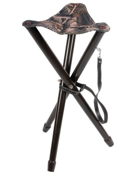 Trépied Januel de 65cm avec assise cuir et toile camo - Natusport