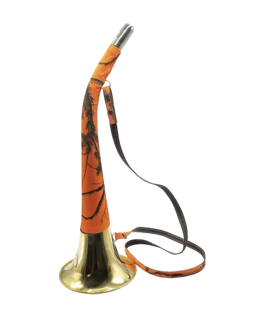 Corne pavillon Januel en laiton gainée orange camo de 50cm - Natusport 2
