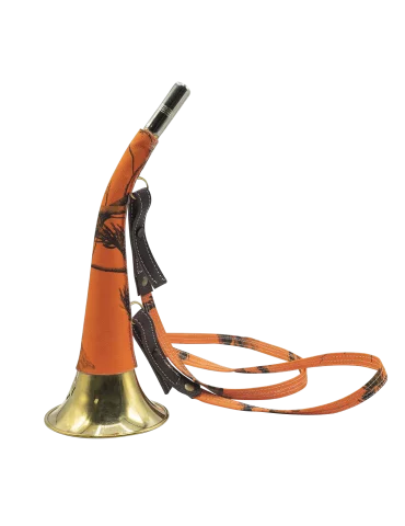 Corne pavillon Januel en laiton gainée orange camo de 30cm - Natusport 2