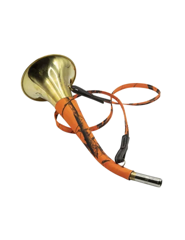 Corne pavillon Januel en laiton gainée orange camo de 40cm - Natusport