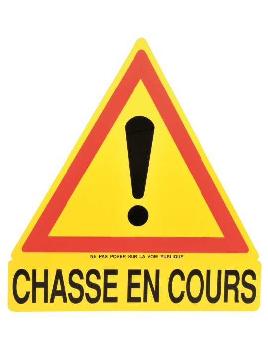 Panneau chasse en cours jaune triangulaire Januel - Natusport